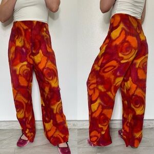 Caché | Vintage 90s Y2k High-Waist Watercolor Swirl Wide Leg Pants, 70s vibes